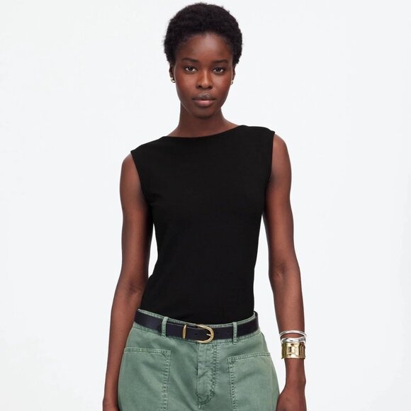 Madewell Low-Back Tee in Jet Black, Size Large - Picture 1 of 8